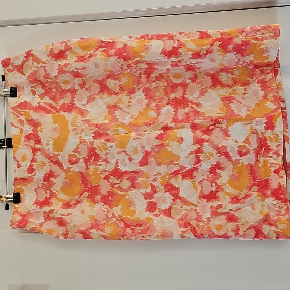 TALBOTS Pink & Orange Floral Cotton Pencil‎ Skirt Size 8 Career Church Modest